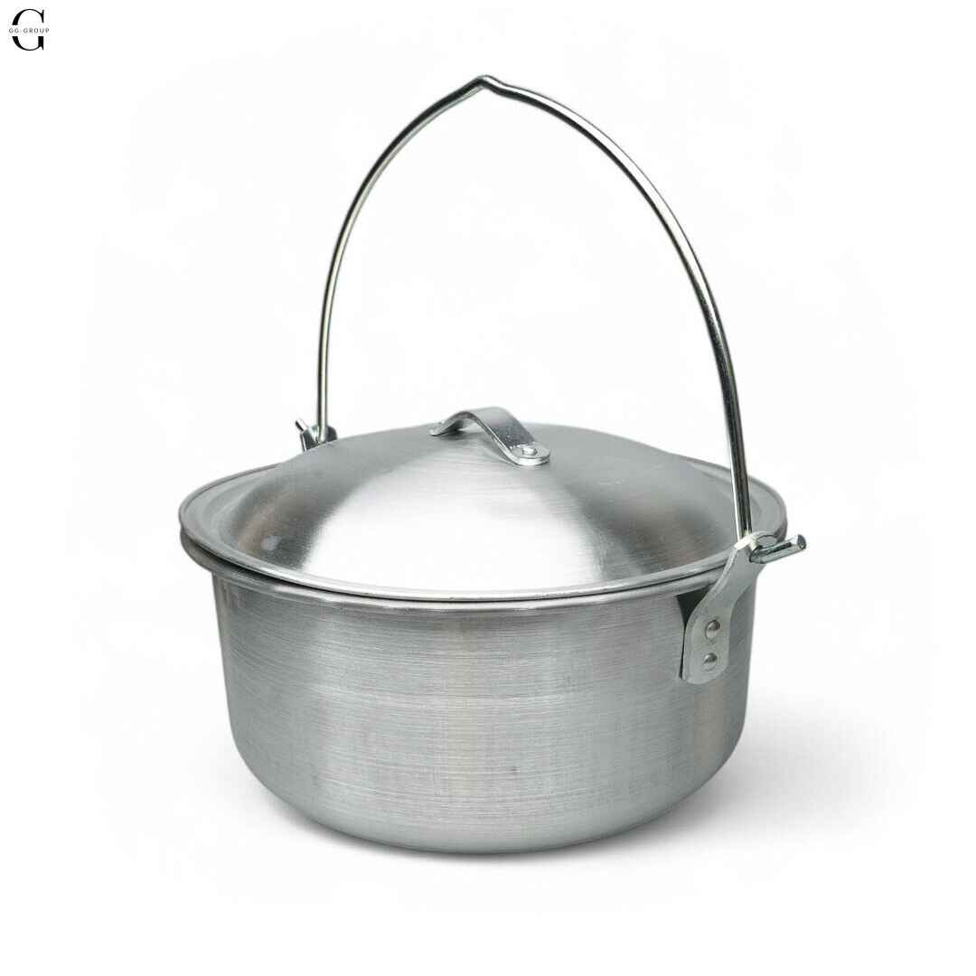 Алюминиевый казан с дужкой и крышкой 3,0 л (23,5×12 см) для приготовления блюд.